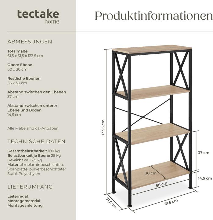 Immagine prodotto tectake Barry (61.50 x 61.50 x 133.50 cm)