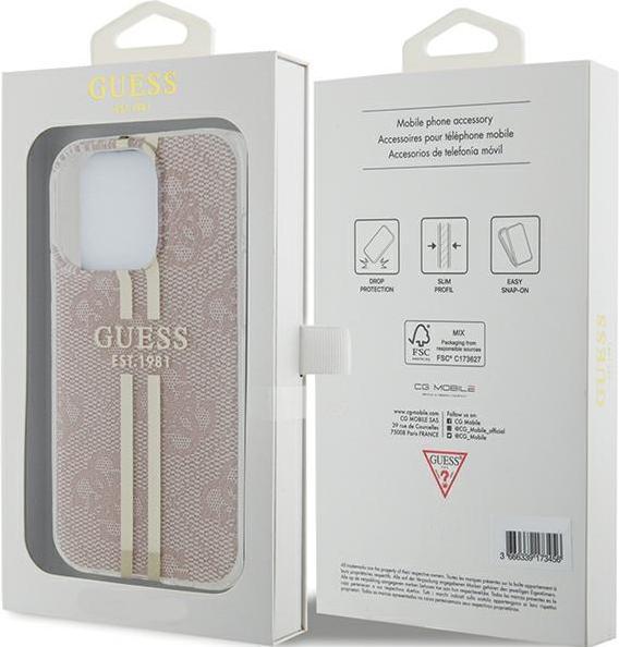 Actual product image Guess GUHCP15LH4PSEGP iPhone 15 Pro 6.1" różowy/pink hardcase IML 4G Gold Stripe (Apple iPhone 15 Pro)
