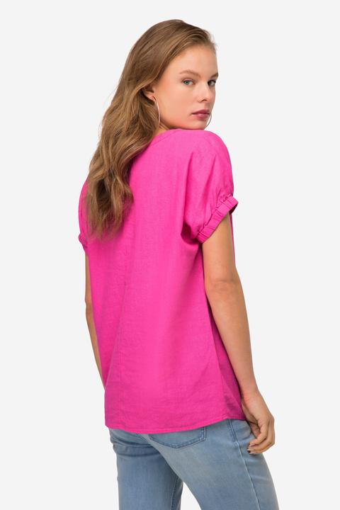 Immagine prodotto Laurasøn Leinenmix-Bluse, Tunika-Ausschnitt, elastischer Halbarm-Abschluss (M)