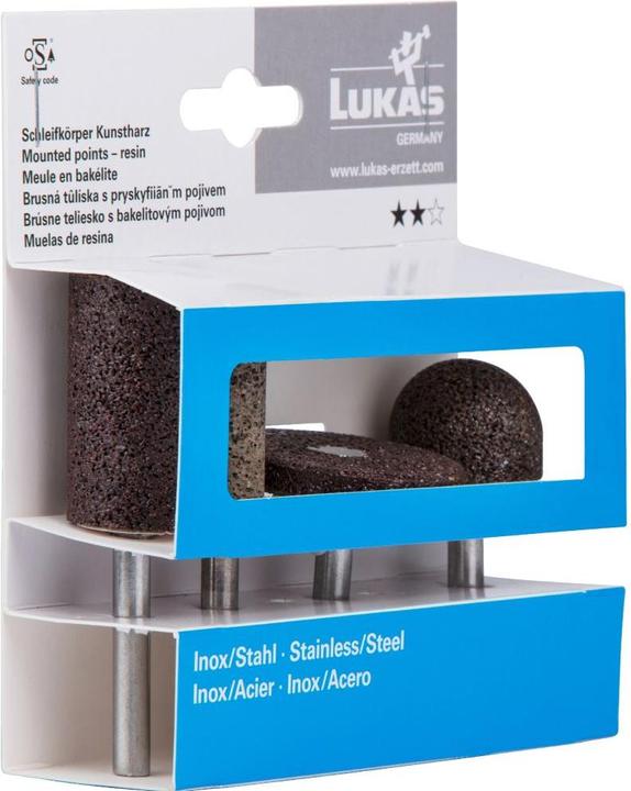 Lukas Schleifstift-Set 4-teilig für Edelstahl Schaft 6 mm Korund