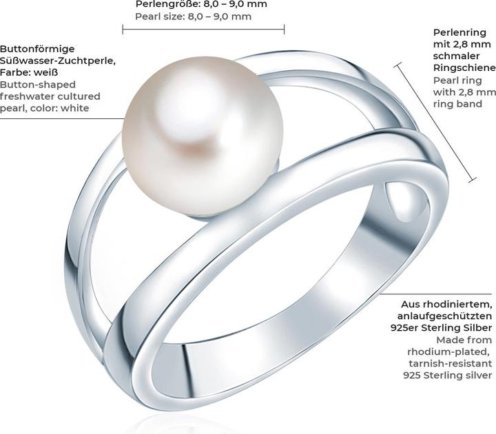 Produktbild Valero Pearls Damen Sterling Silber Süsswasser-Zuchtperle silber - 3844 (56, 925 Silber)