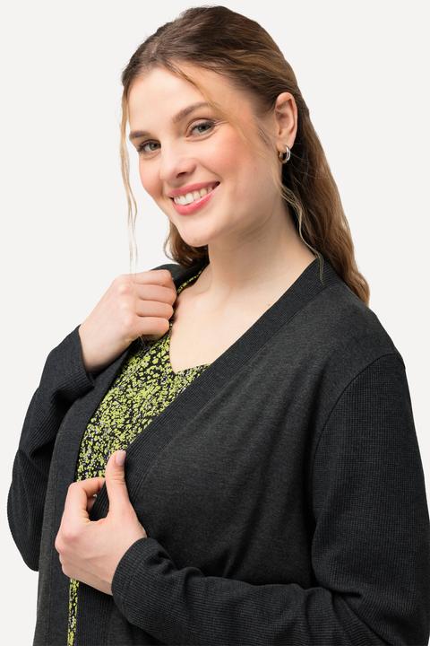 Produktbild Ulla Popken Sweatjacke, Waffelstruktur, offene Form, Langarm (56)