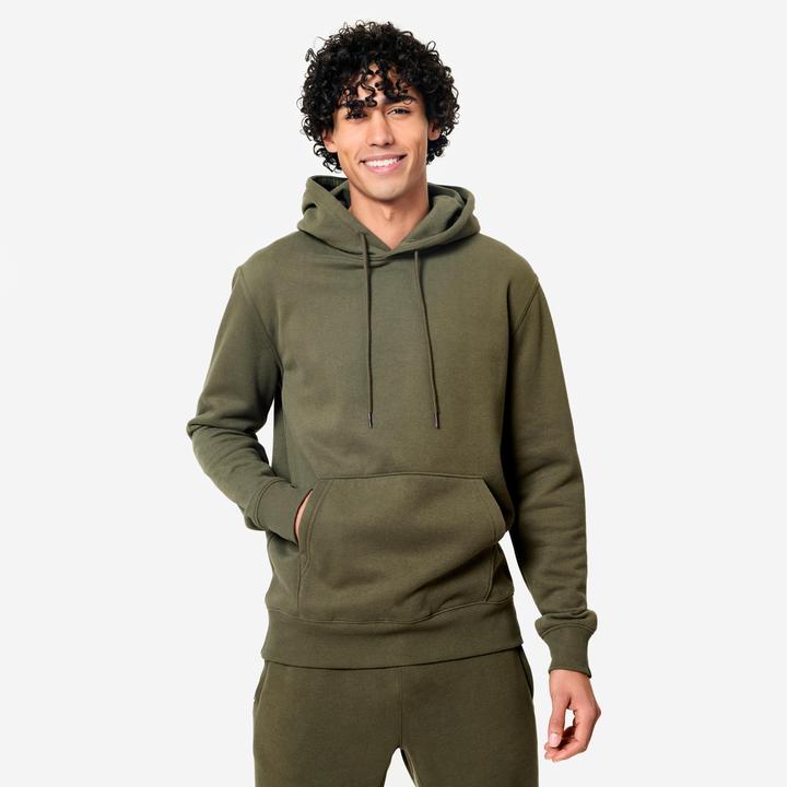 Image du produit Domyos Sweat à capuche chaud en molleton homme, kaki (XXL)