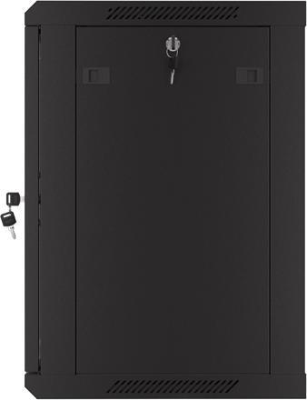 Produktbild Lanberg Nástěnná jednodílná skříň 19", 12U/600x450, (v rozloženém stavu), perforované dveře, černá (12 HE, 19 Zoll Rack)