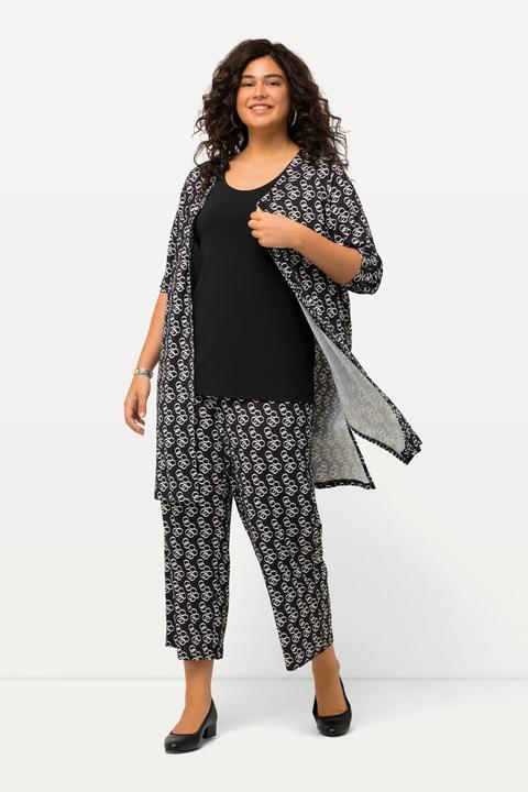 Produktbild Ulla Popken Jerseyjacke, Ringmuster, A-Linie, V-Ausschnitt (56)