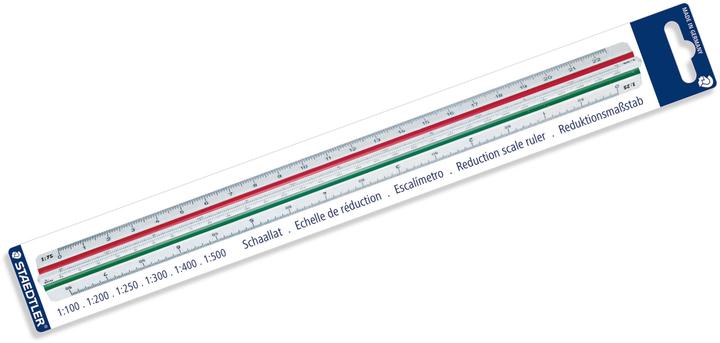 Actual product image Staedtler Triangular scale Mars 561 98-4BK, white plastic, coloured gouges, embossed graduation (33 cm, Plastic)
