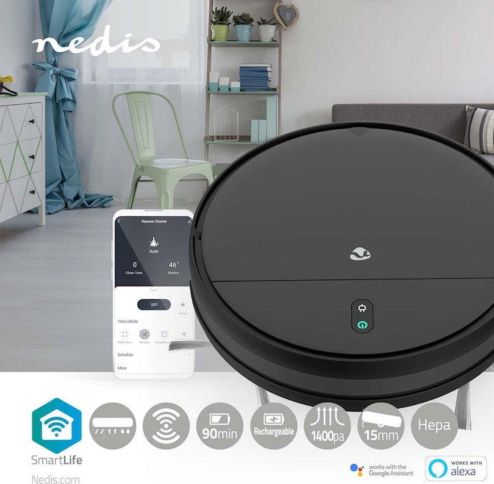 Produktbild Nedis Vacuum cleaner - robot, Black (Saugroboter)