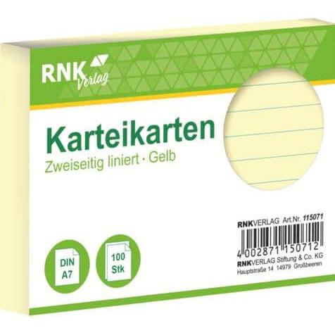 Rnk, Karteikarten, Karteikarten liniert A7 (A7, 205 g/m², 100 x)