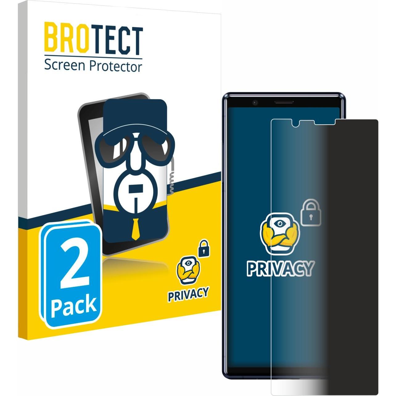 BROTECT Sichtschutzfolie Anti-Spy Privacy Folie Blaulicht-Schutz (2 Stück, Sony Xperia 5), Smartphone Schutzfolie, Blau