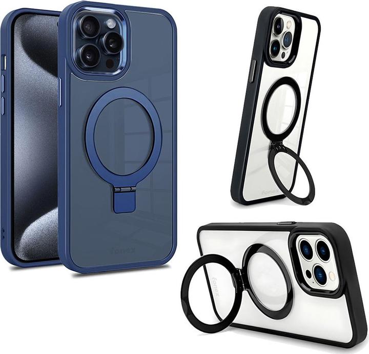 Actual product image Fongex iPhone 15 Pro - Fonex Kickstand case with magnet dark blue (Apple iPhone 15 Pro)