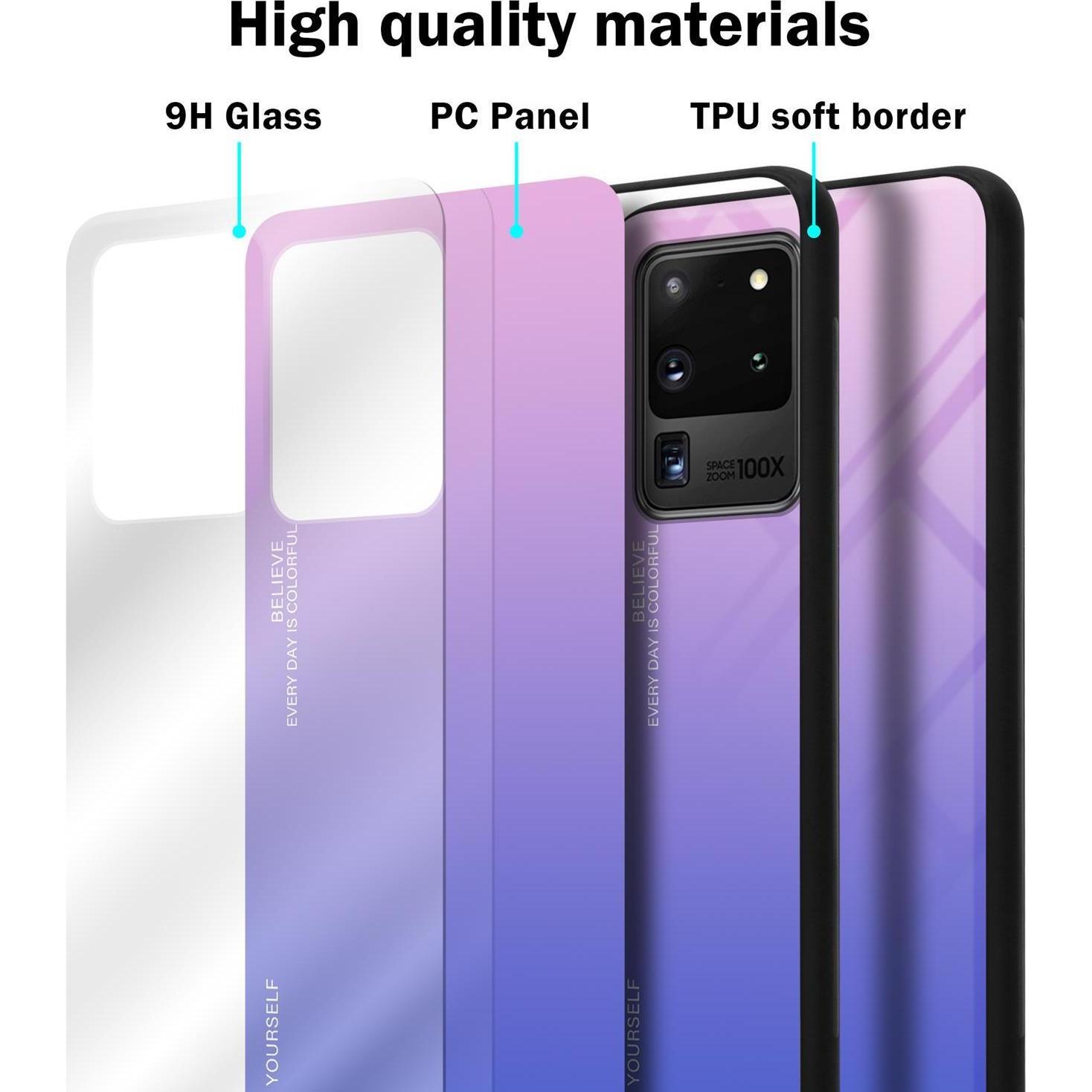 Thumbnail - Cadorabo TPU 2 Farben Glas Cover (Samsung Galaxy S20 Ultra), Smartphone Hülle, Schwarz
