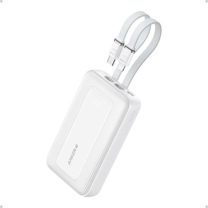 Actual product image Anker | Power Bank | A1680H21 | 10000 mAh | USB-C 30W, Lightning 27W | Built-In USB-C and Lightning Cables (10000 mAh)