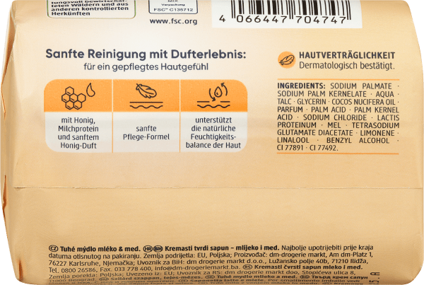 Produktbild dm Balea Cremeseife Milch & Honig (Hartseife)
