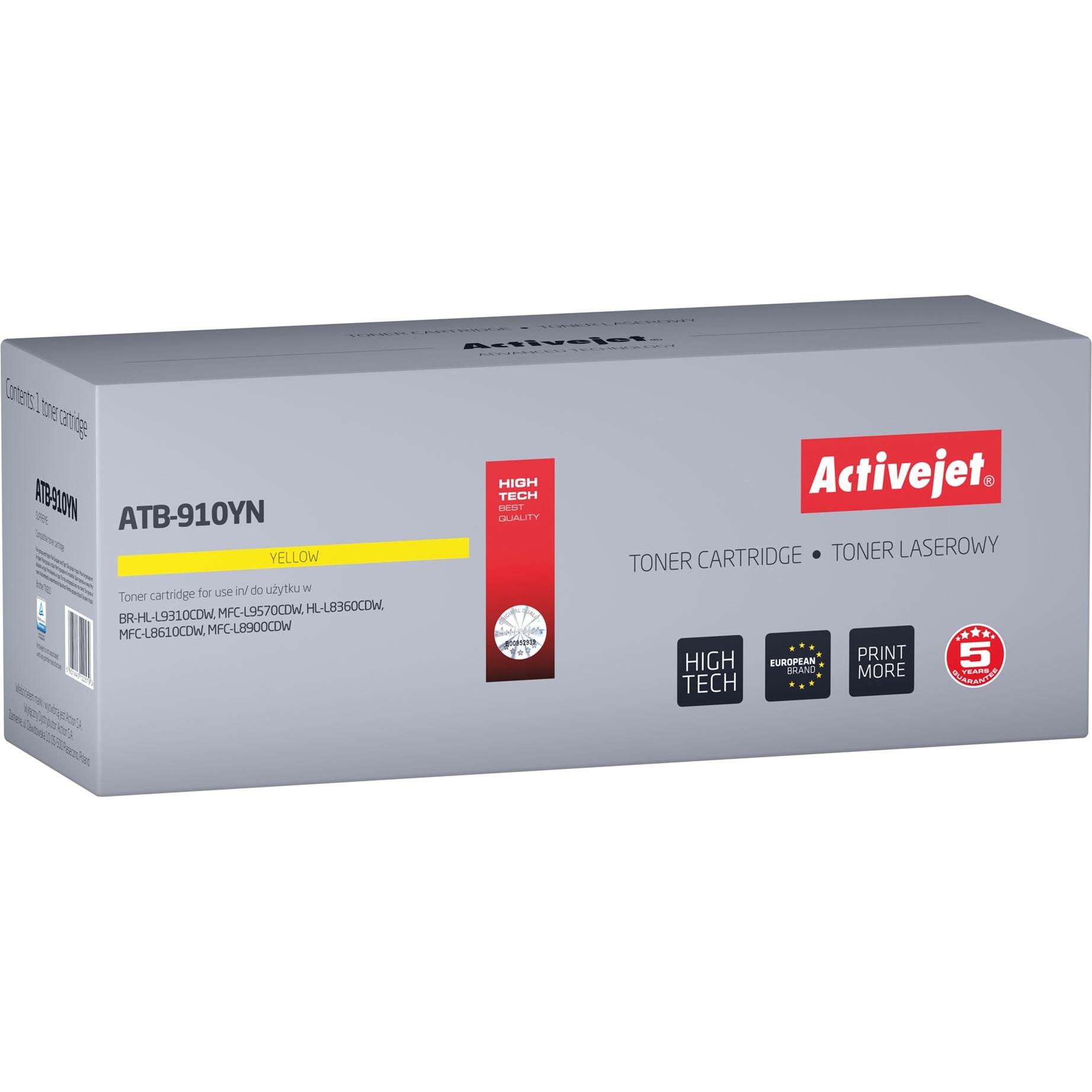 Thumbnail - Activejet, Toner, ATB-910YN Toner (Ersatztoner Brother TN-910Y Supreme 9000 Seiten gelb)