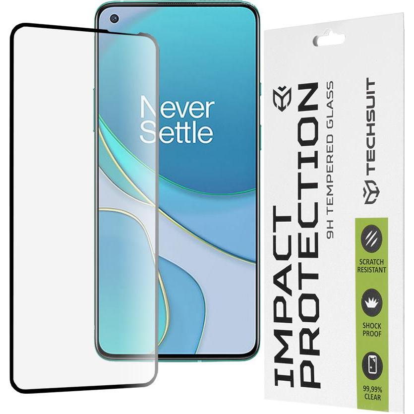 Techsuit - 111D Full Cover / Full Glue Glass - OnePlus 8T - Black (1 pz., OnePlus 8T), Pellicola protettiva smartphone, Nero