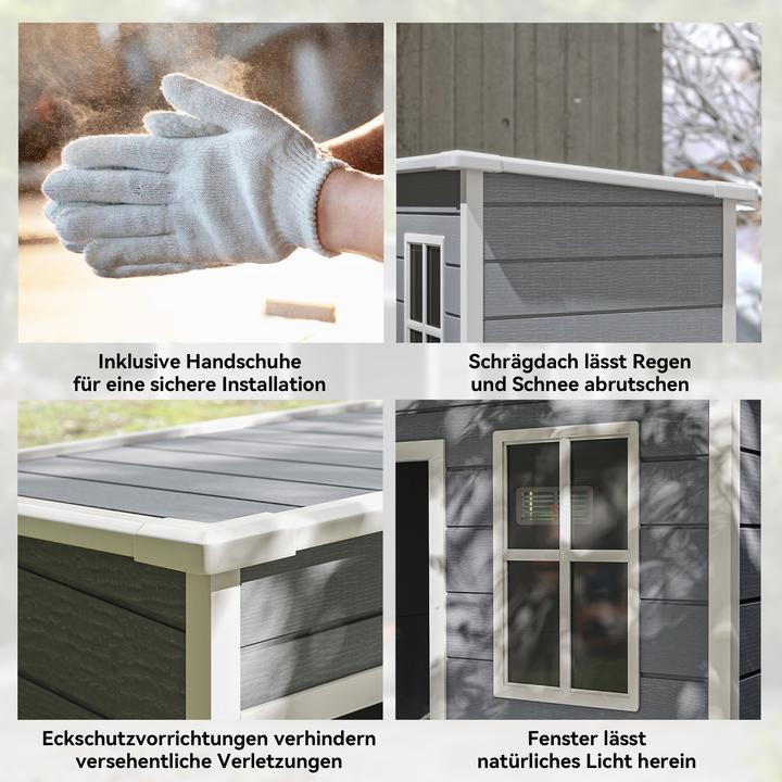 Actual product image Outsunny Gerätehaus Kunststoff, Aluminiumlegierung Grau