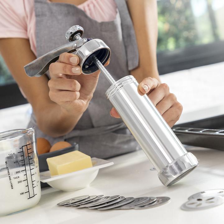 Immagine prodotto InnovaGoods Distributore di pasta per biscotti e pistola a spruzzo - 4 ugelli (Pressa per biscotti)