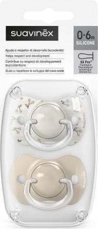 Actual product image Suavinex 2x Schnuller Symmetrisch Birdies SX Pro 0/6m beige (2x, 0 - 6 Months)
