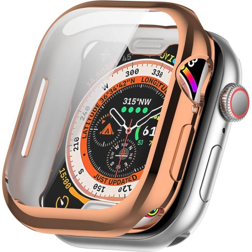Cover-Discount Apple Watch 10 - 46mm - Gummi Schutz Case Metall-Look, Smartwatch Zubehör, Rosa