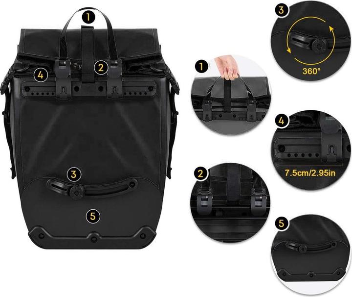 Immagine prodotto Mobygo Borsa impermeabile per bicicletta CB25L, nero (27 l, Borsa portapacchi)