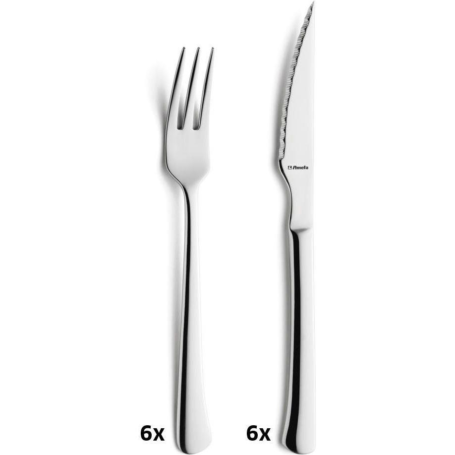 Amefa CHULETERO Steakbesteck Set 12-teilig, hochglanzpoliert, für 6 Personen (12 Stück, Besteck Set) (703800Z300B21)