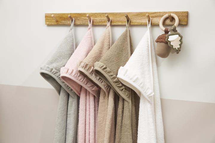Immagine prodotto Meyco Asciugamano con cappuccio Baby Ruffle - spugna - tortora - 80x80cm
