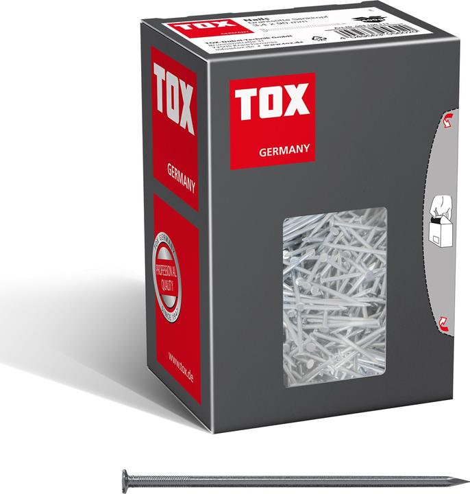Tox Nails 3,4x90 mm (400g) Drahtstifte, blank mit Senkkopf (DIN 1151) (1 Stk., 90 mm)