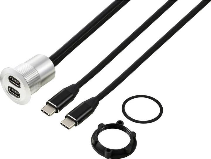 Immagine prodotto Tru Components USB-C® (3.1) 2x Buchse/Stecker 1 m Kabel silber TC-13376316 In