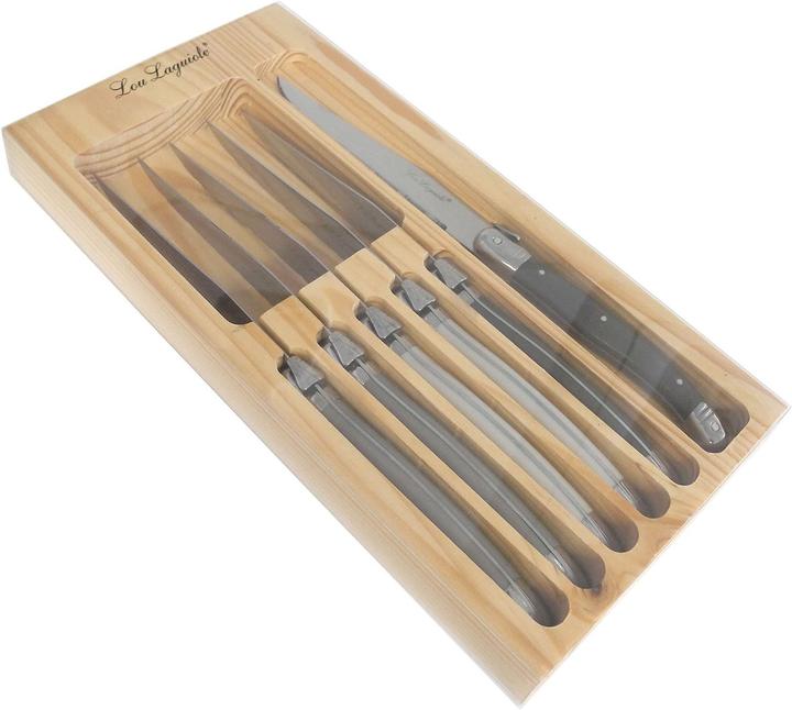 Actual product image Lou laguiole TRADITION Steakmesser Set, 6-teilig, 3-farbig (perle, pfeffer, taupe) (6 pcs., Knife)
