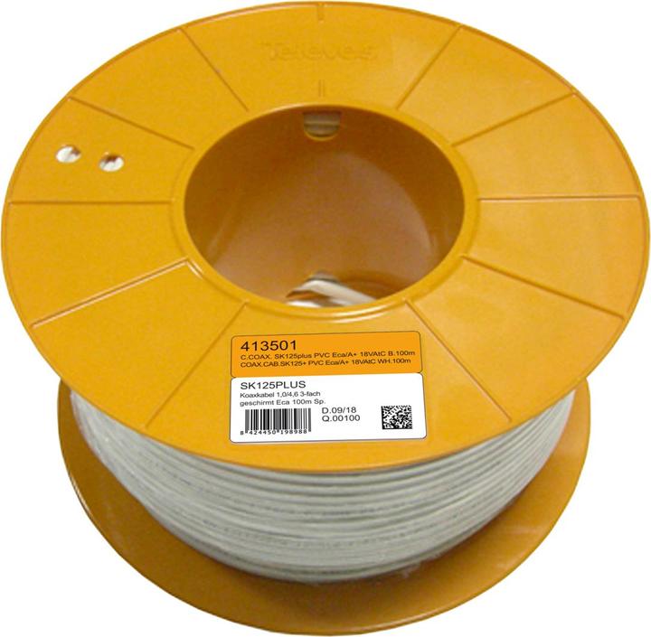 Produktbild Televes SK125plus Koaxkabel A+3fach geschirmt 125dB 100m Spule 413501 (125 dB, Antennenkabel)