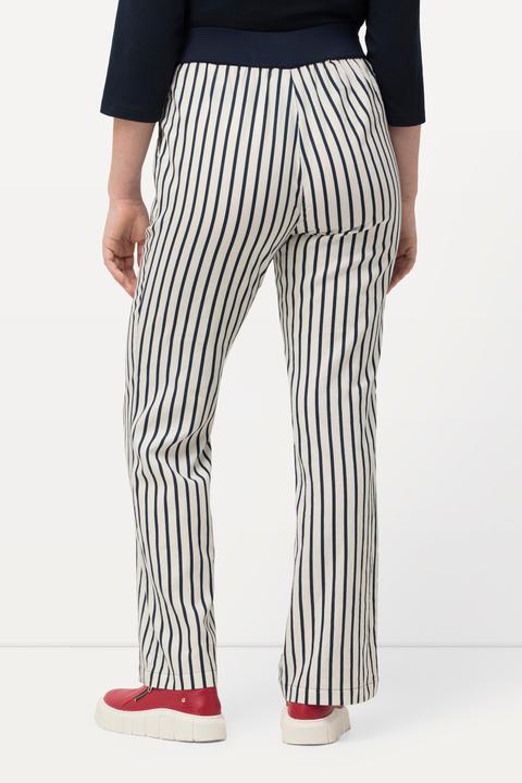 Produktbild Ulla Popken Hose Mary, Leinenmix, Streifen, weites Bein, Elastikbund (42)