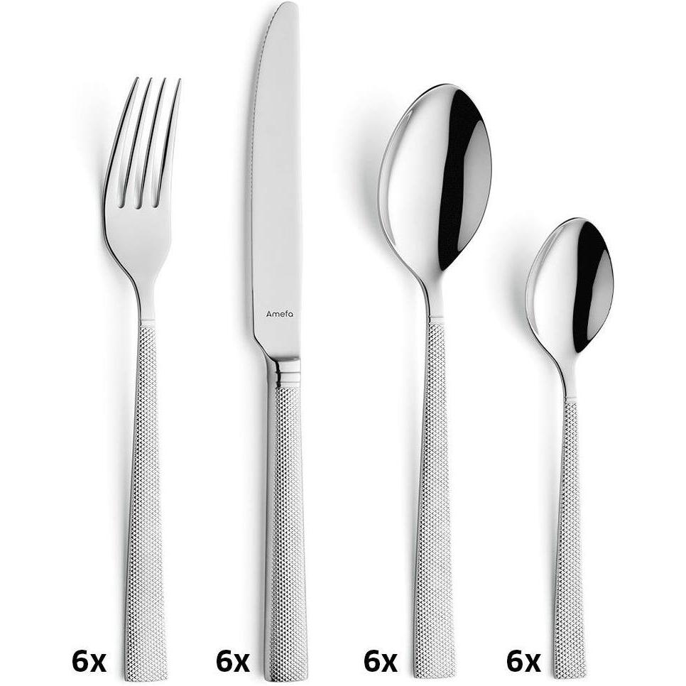 Amefa JEWEL Besteckset 24-teilig, hochglanzpoliert, für 6 Personen, Besteck, Silber