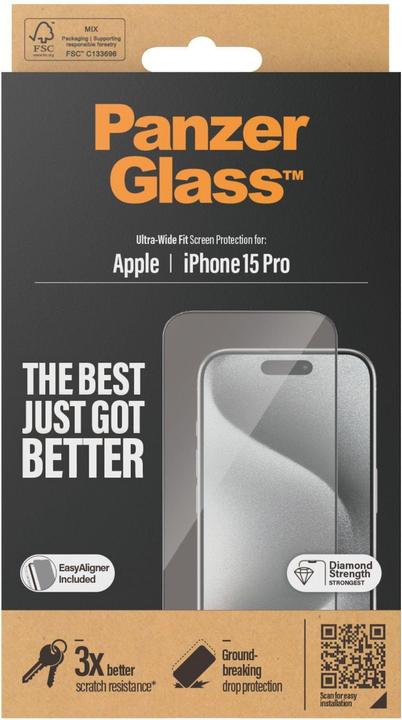 Actual product image PanzerGlass Ultra-Wide Fit (1 Piece, Apple iPhone 15 Pro)
