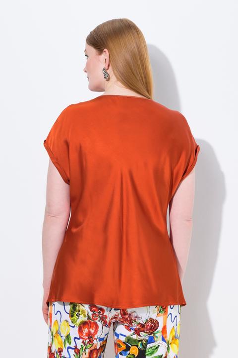 Produktbild Ulla Popken Satinblusenshirt, Classic, Rundhals mit Glitzernaht, ärmellos (50, 52)