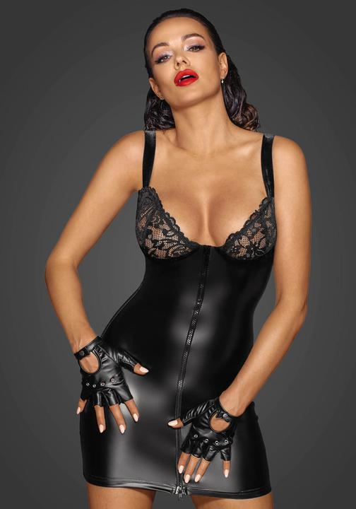 Produktbild Noir Handmade Powerwetlook Minikleid mit Oberteil aus Spitze (M)