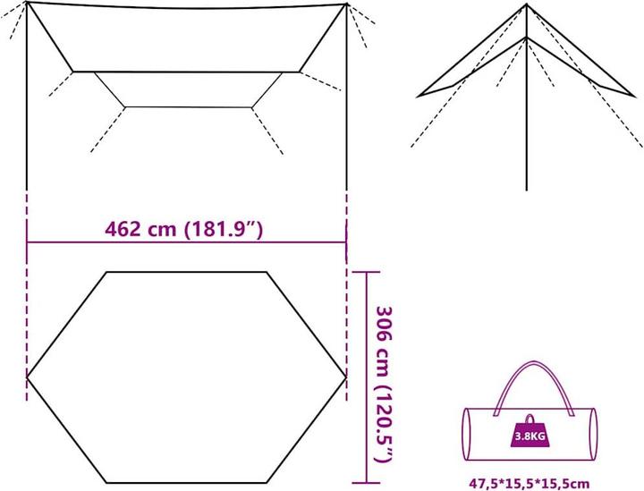 Image du produit vidaXL Campingplane (Tarp abri de camping, 3.80 kg)