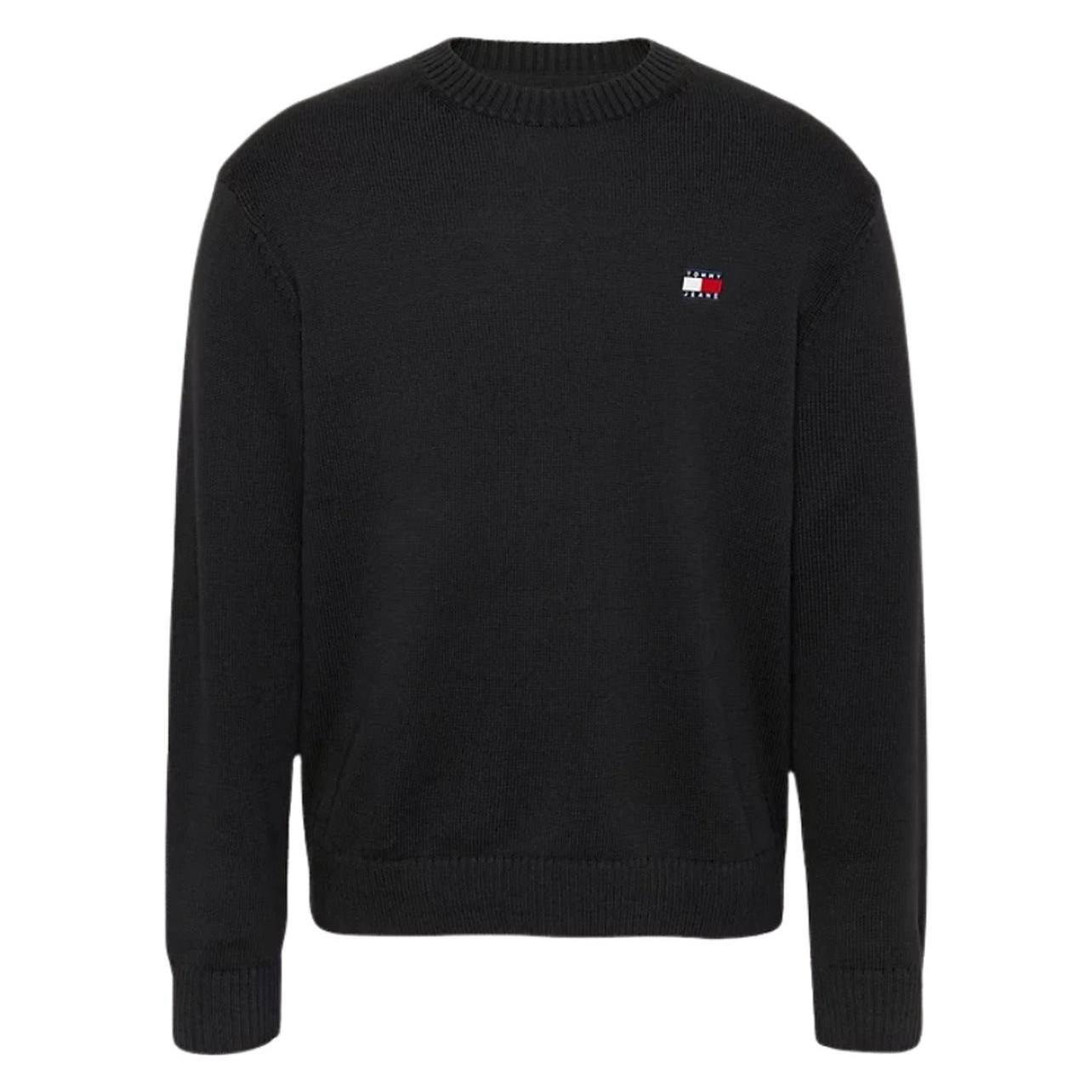 Tommy Hilfiger, Mannen, Springer, Tommy Jeans Regular Badge Wolmix Trui - Zwart - Maat L, Zwart, (L)