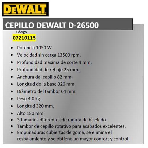 Actual product image DeWalt Hand planer D26500
