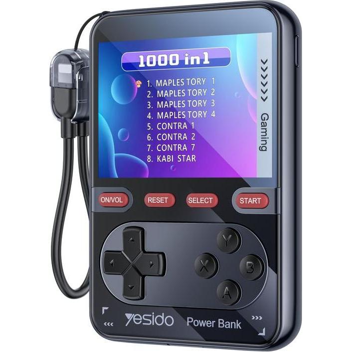Yesido Portable Retro Game Console Power Bank 10000mAh 20W + Lightning Cable (10000 mAh, 20 W), Powerbank