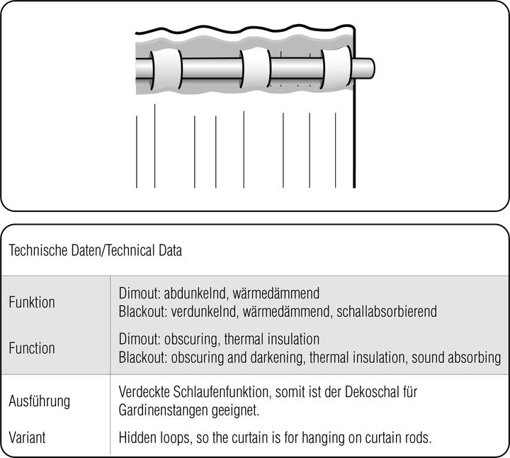 Productafbeelding Sehlbach Fertiggardine mit verdeckten Schlaufen Dimout Uni (245 x 135 cm)