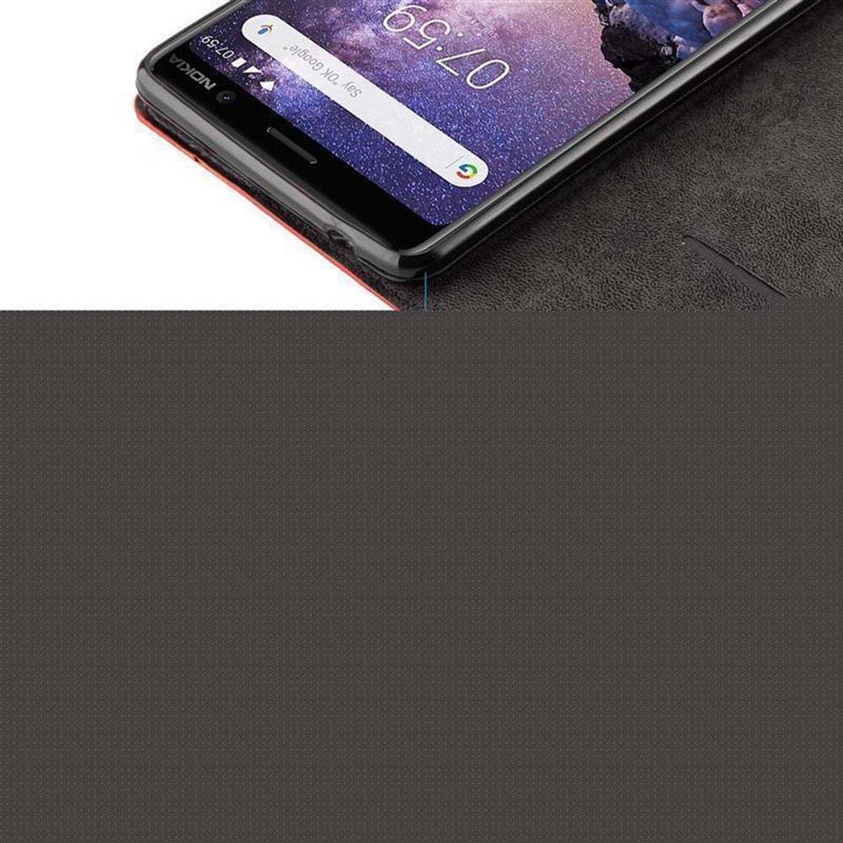Thumbnail - Cadorabo Book Invisible Magnet Cover (Nokia 7 Plus), Smartphone Hülle, Rot