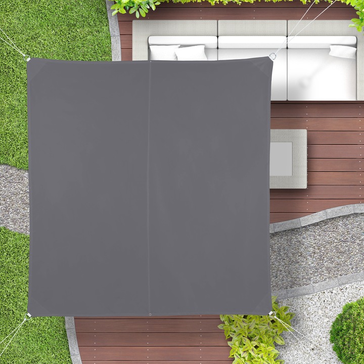 Actual product image Relaxdays Square Grey Shade Sail (200 x 200 x 0.5 cm)