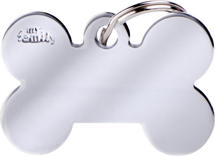 Actual product image Myfamily Bone Chromed Brass dog badge 3.8x2.5cm (1 pc) (Dog)