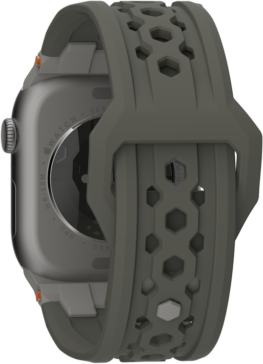 Actual product image UAG Urban Armor Gear Monarch Strap| Apple Watch Ultra/42/44/45/46mm| olive/titanium| (194158117236) (Fluoroelastomer, Rubber, Apple Watch Ultra)