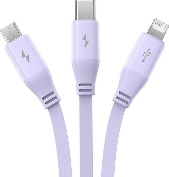 Immagine prodotto Baseus Cavo di ricarica 3w1 da USB a USB-C, USB-M, Lightning 3,5A, 1,1 m (viola) (1.10 m, USB 3.2 Gen 2x2, 100 W)