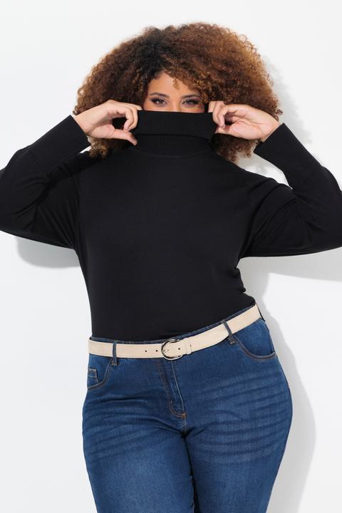 Produktbild Ulla Popken Rollkragenpullover, breite Rippbündchen, Langarm (50, 52)