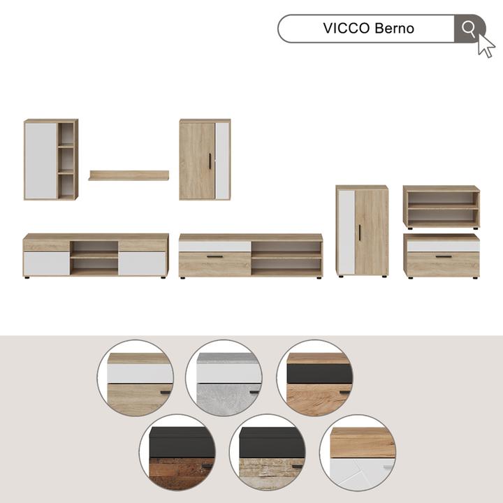 Image du produit Vichy Wohnwand Berno, Goldkraft Eiche/Anthrazit, 2 Teile