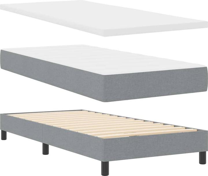 Image du produit VidaXL Lit Boxspring avec matelas & LED Gris clair 90x200 cm Tissu (90 x 200 cm)