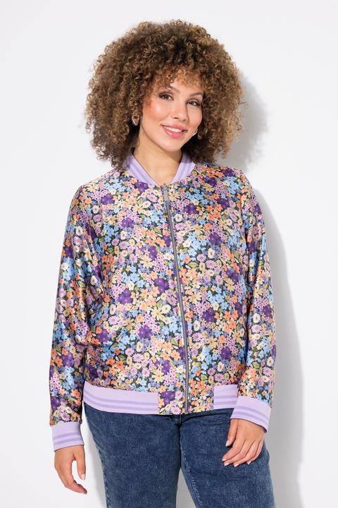 Actual product image Ulla Popken Reversible Floral Print College Collar Jacket (50, 52)