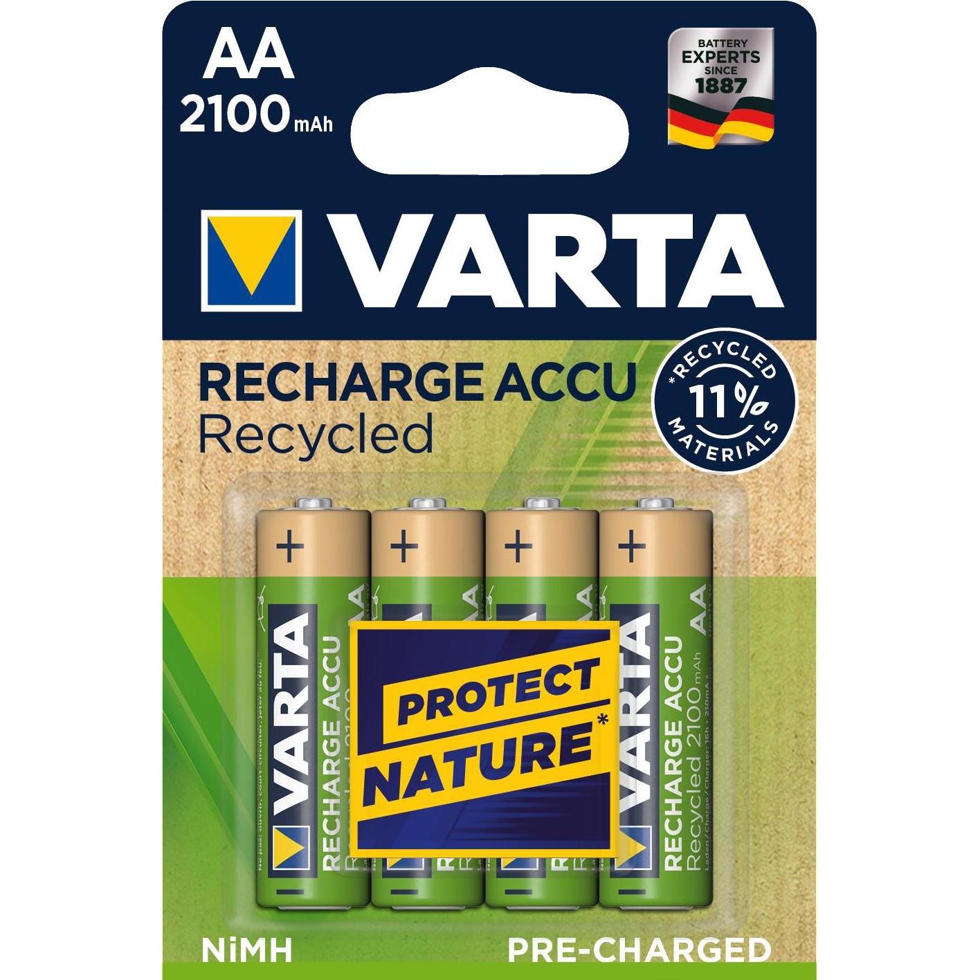 Varta Recharge Accu Recycled (4 Stk., AA, 2100 mAh), Batterien + Akkus